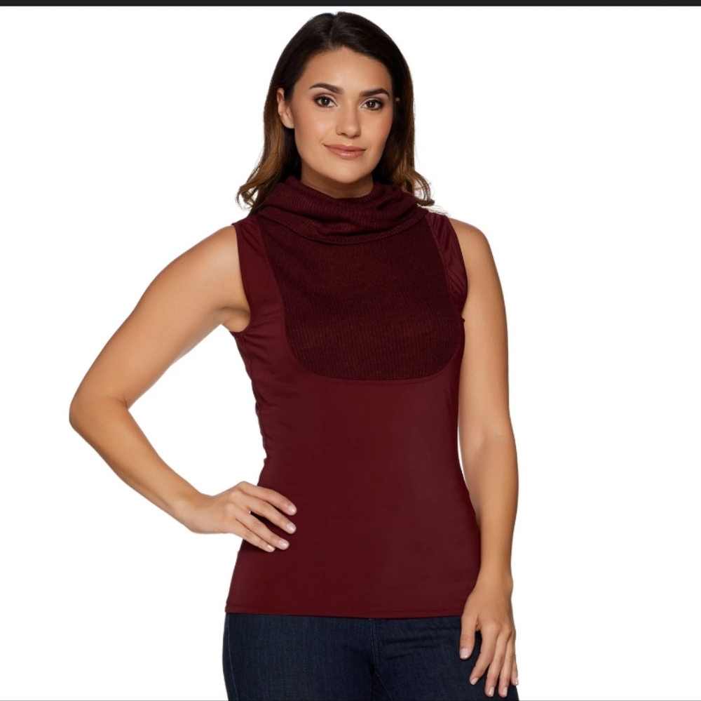 Kathleen Kirkwood Under Cover Agent Grey Ribbed Cowlneck Sleeveless Top …